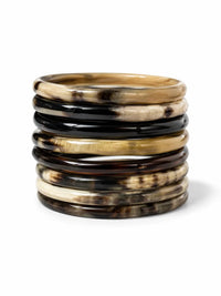 Vivo - Women's Dark Horn Bangle - Set Of 7