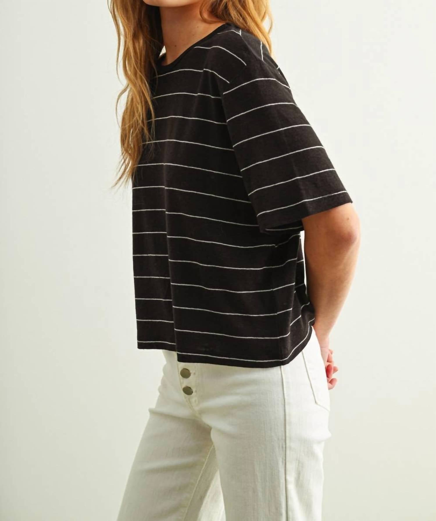 Miou Muse - Stripe Cotton Linen Top