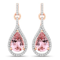 Diana M Jewels Women's Pear Natural Morganite Stud Earrings (3.36 Ct) - Signature Plus in 14k rose gold - women's jewelry