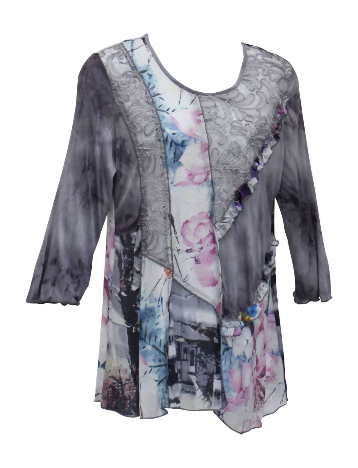 Lv Collection - Women's Floral & Ruffle Tunic