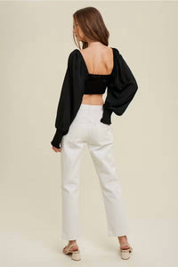 Wishlist - Scalloped Long Sleeve Cropped Top