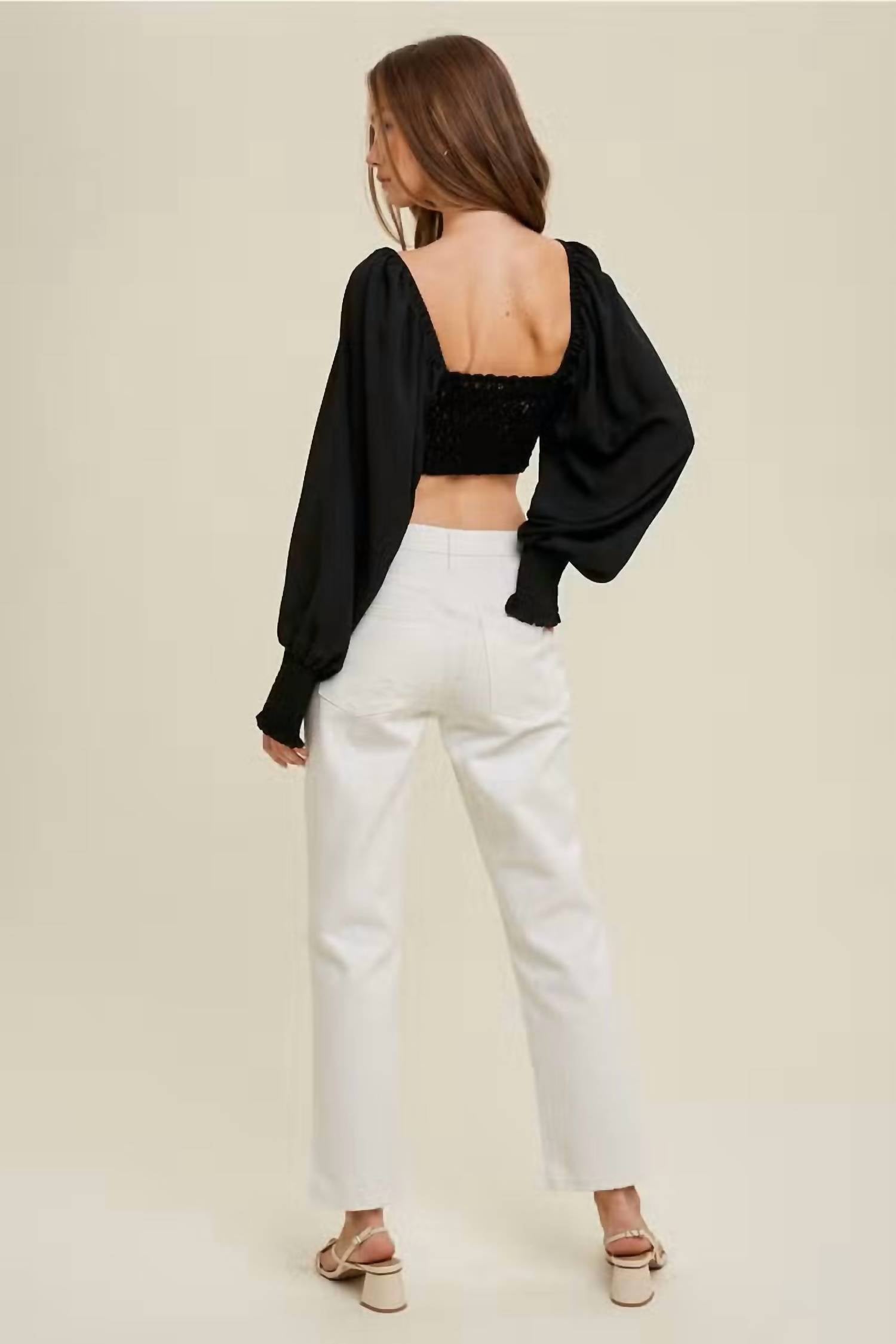 Wishlist - Scalloped Long Sleeve Cropped Top