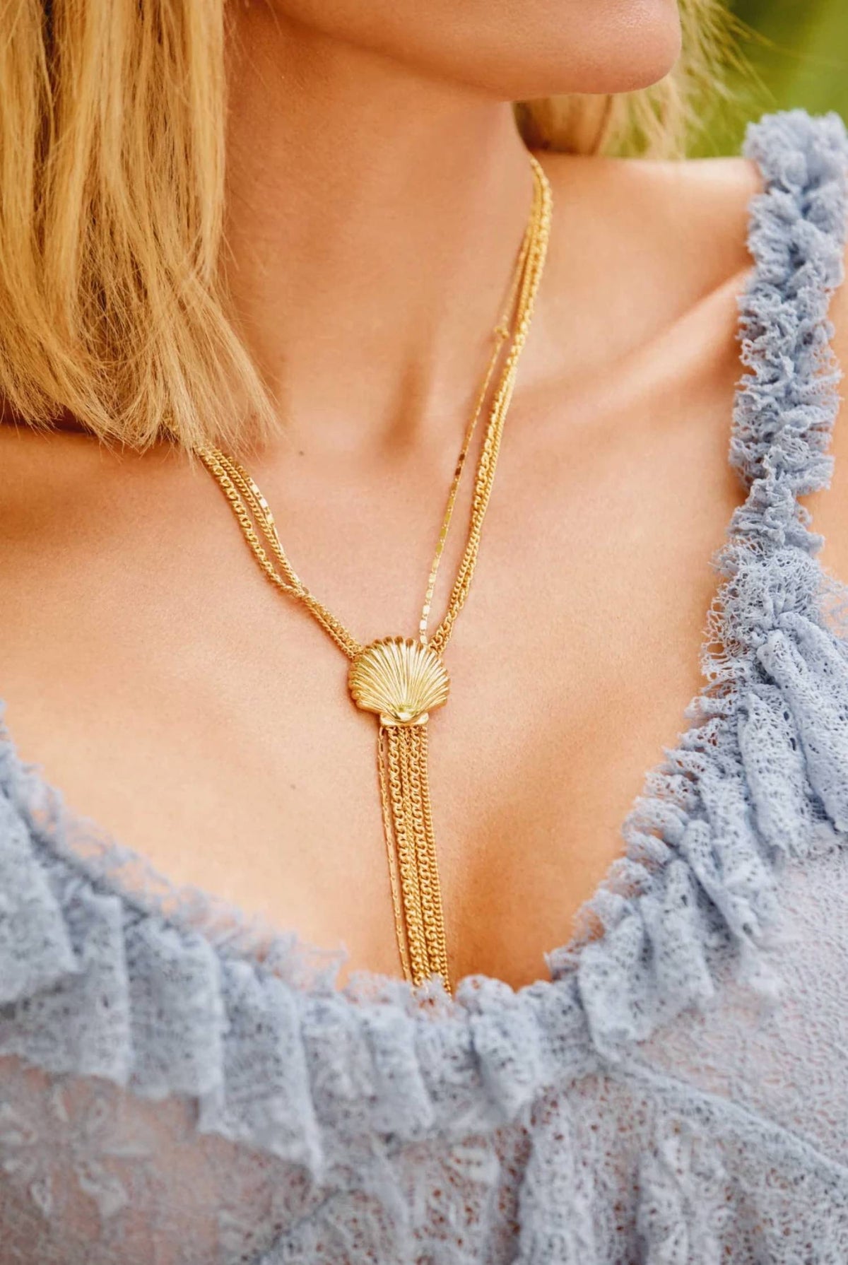 Adriana Pappas - Women's Scallop Shell Lariat Necklace
