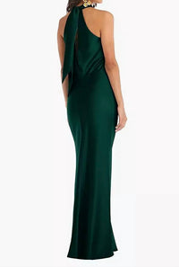 Lovely - Twist Halter Lux Charmeuse Maxi Dress