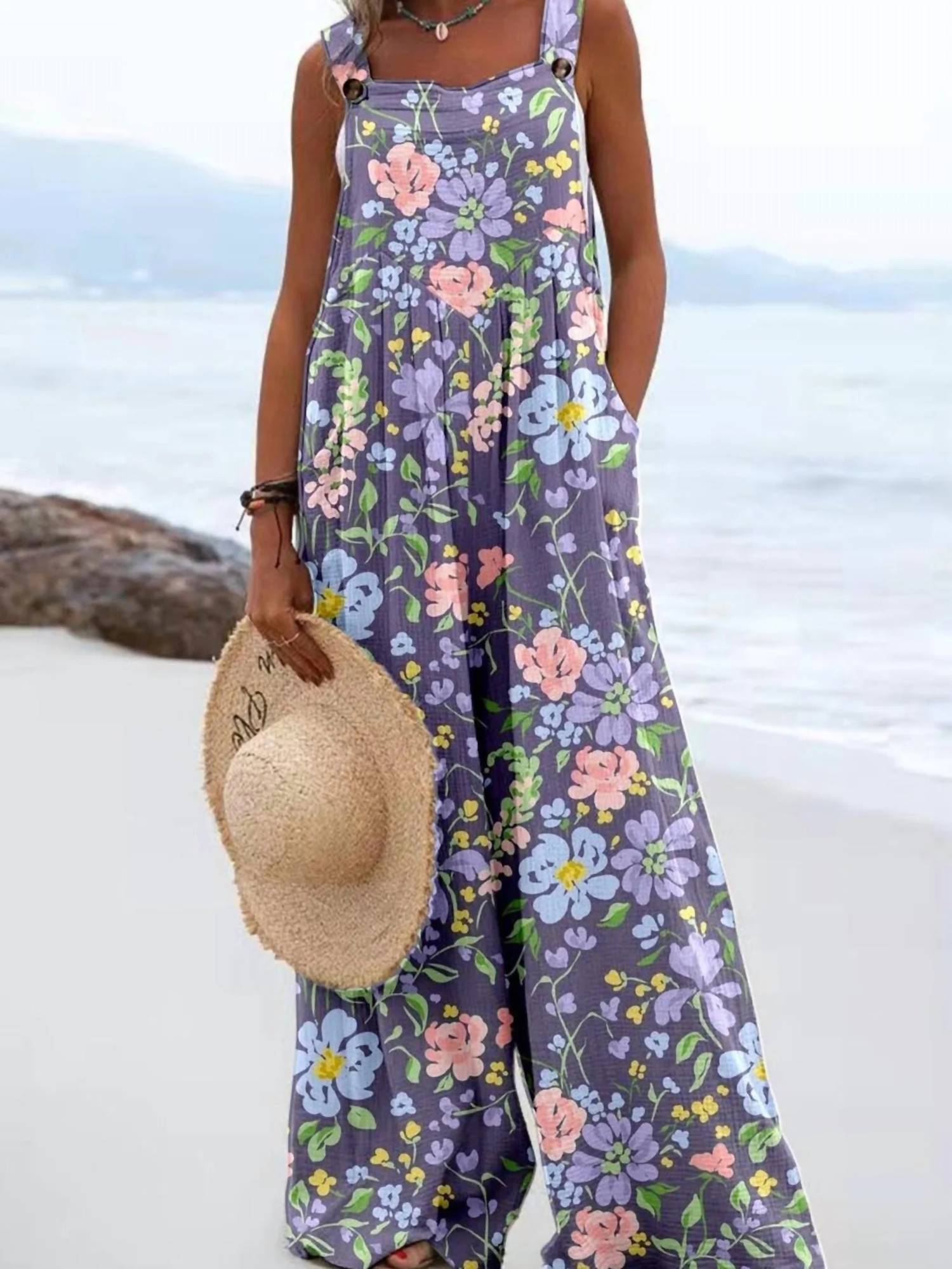 Trendsi - Full Size Floral Wide-Leg Overalls Plus Size