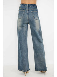 Kiwi - Rhinestone High Waisted Denim