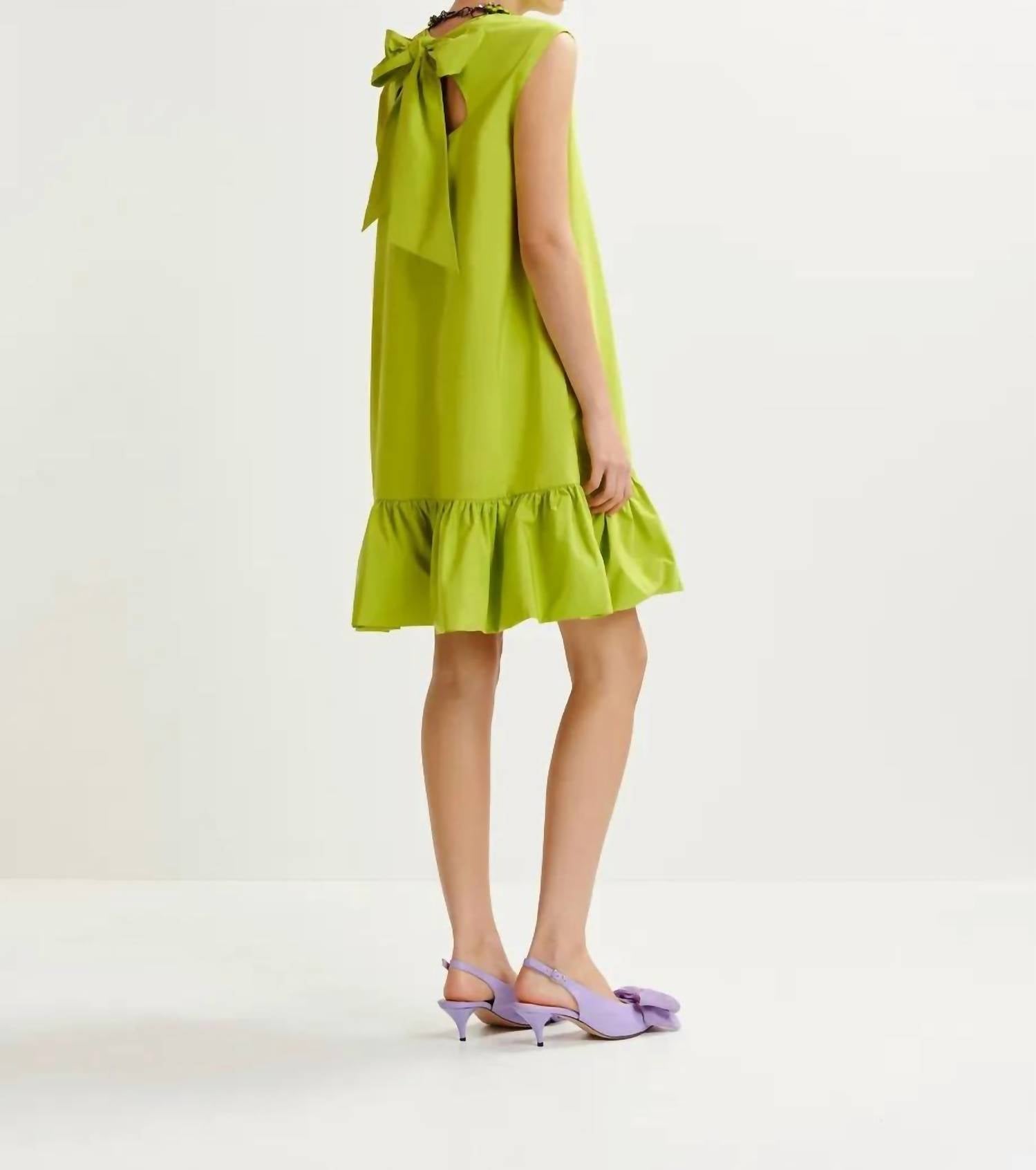ESSENTIEL ANTWERP Hibernate Ruffle Mini Dress in citronella 1 - women's dress - alternate view
