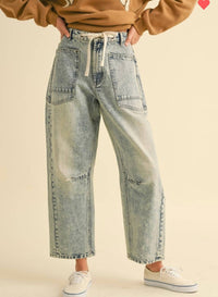 Miou Muse - Drawstring barrel jeans