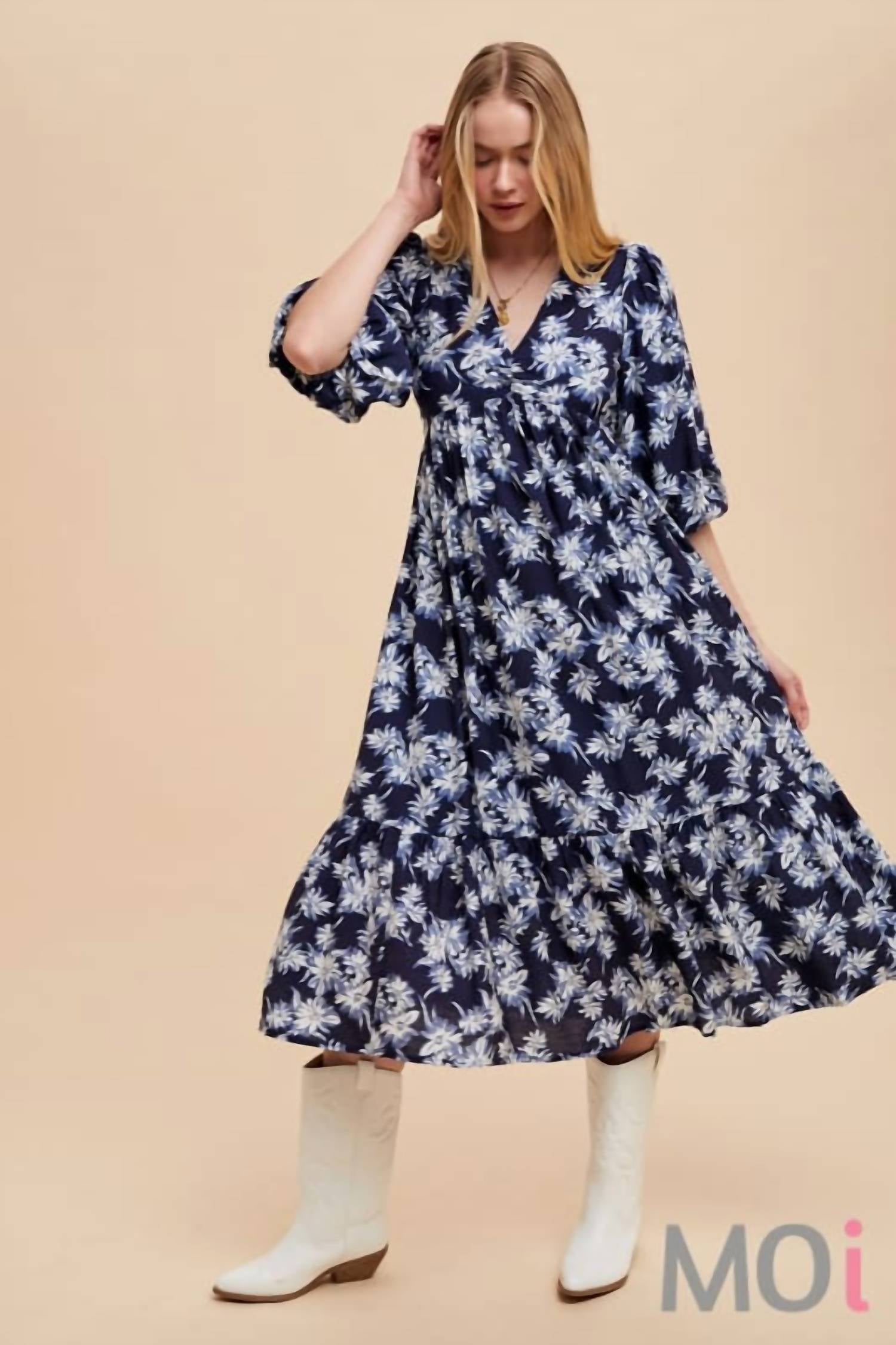 In-Loom - V-neck Midi Dress