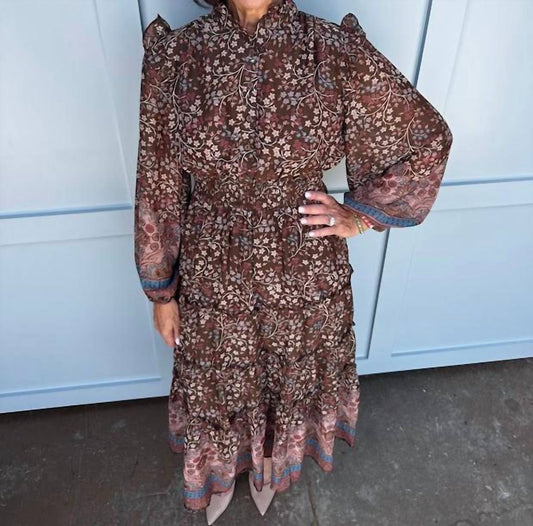 Fate - Autumn Chiffon Border Detail Maxi Dress