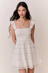 Loveshackfancy - Colbera Lace-trimmed Cotton Mini Dress