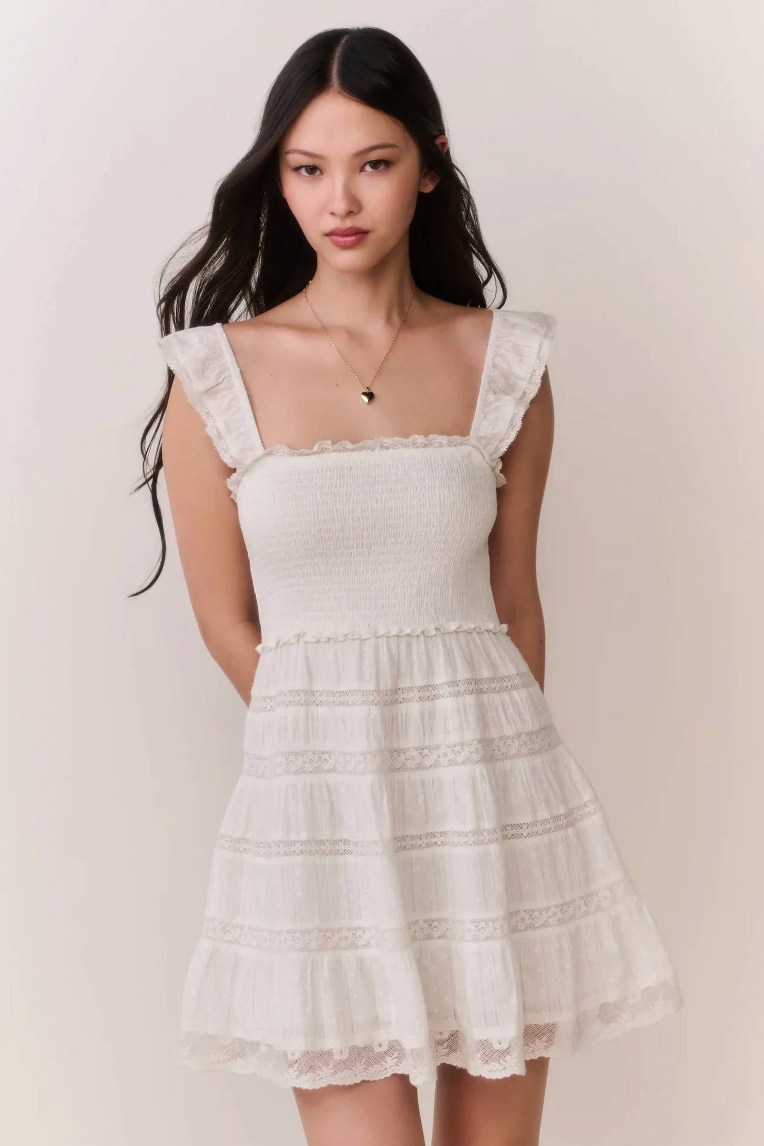 Loveshackfancy - Colbera Lace-trimmed Cotton Mini Dress