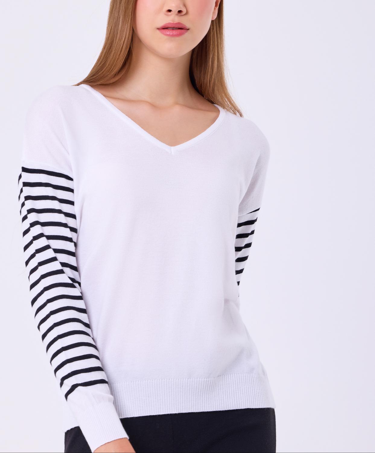 French Kyss - Stripe Sleeve Top