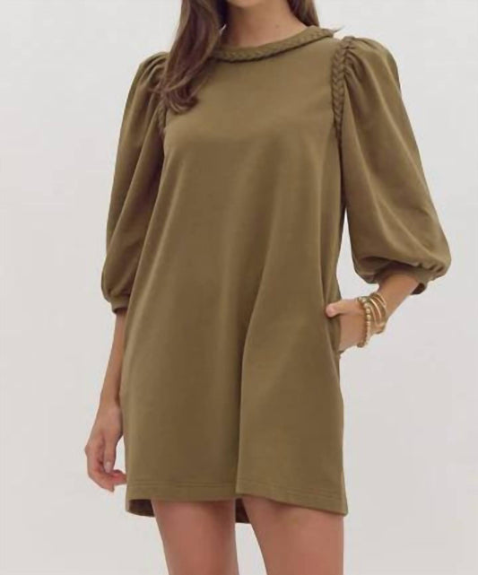 Entro - Braided Puff Sleeves Dress