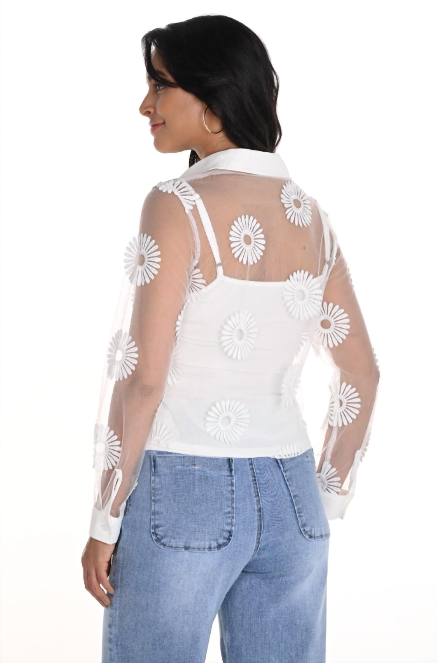 Frank Lyman - Sheer Daisy Button Down w/ Cami