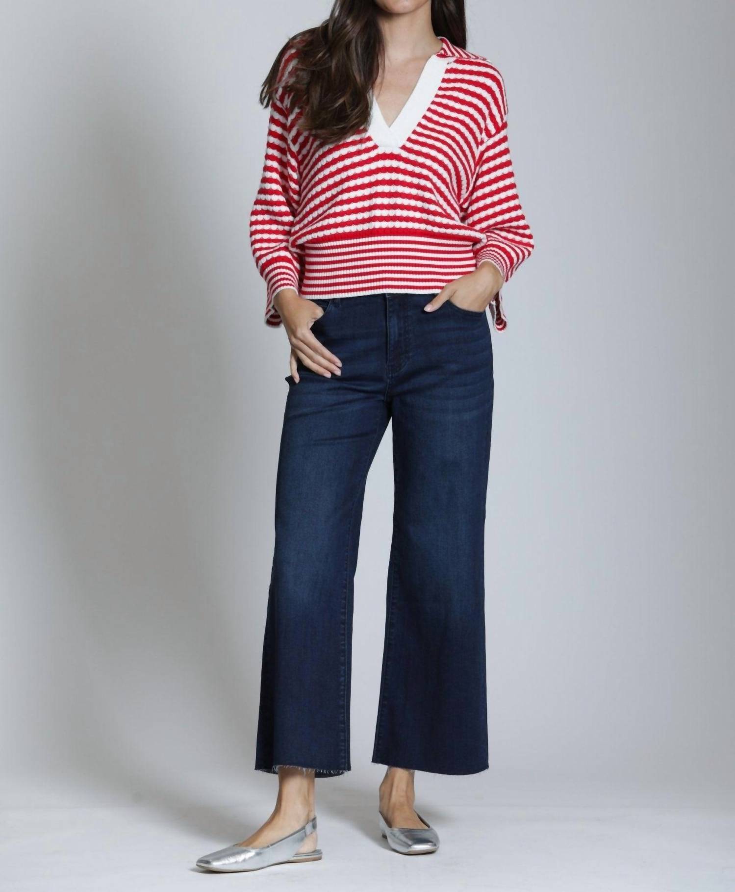 APNY Stripe Knit Sweater in red - women's sweater - view 4