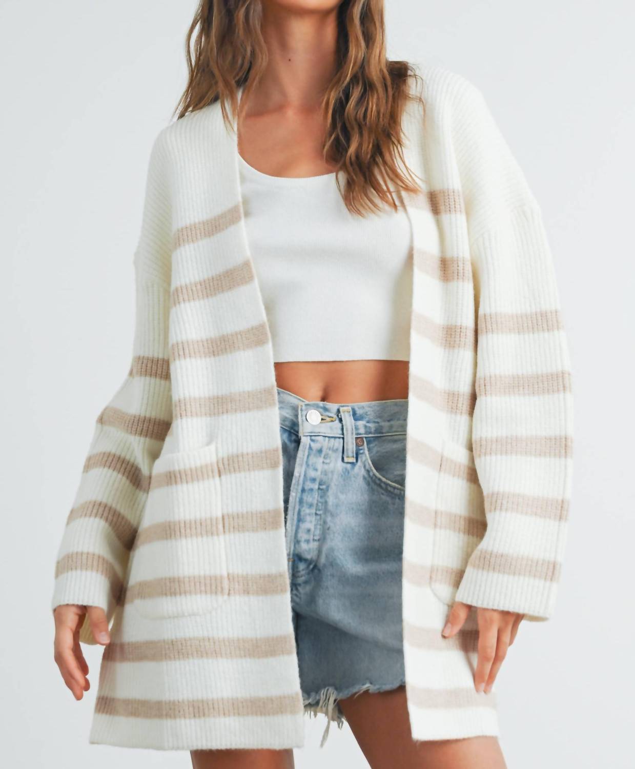 Buttermelon - Knitted Stripe Maxi Cardigan