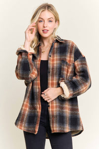 Adora - Plaid Sherpa Lined Button Down Shacket