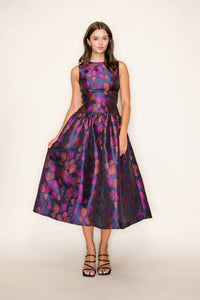B.Right - Rose Jacquard Midi Dress