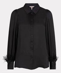 Esqualo - Briet Basic Satin Feathers Blouse