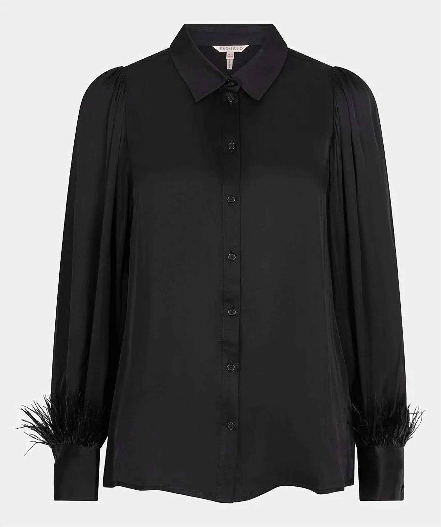 Esqualo - Briet Basic Satin Feathers Blouse