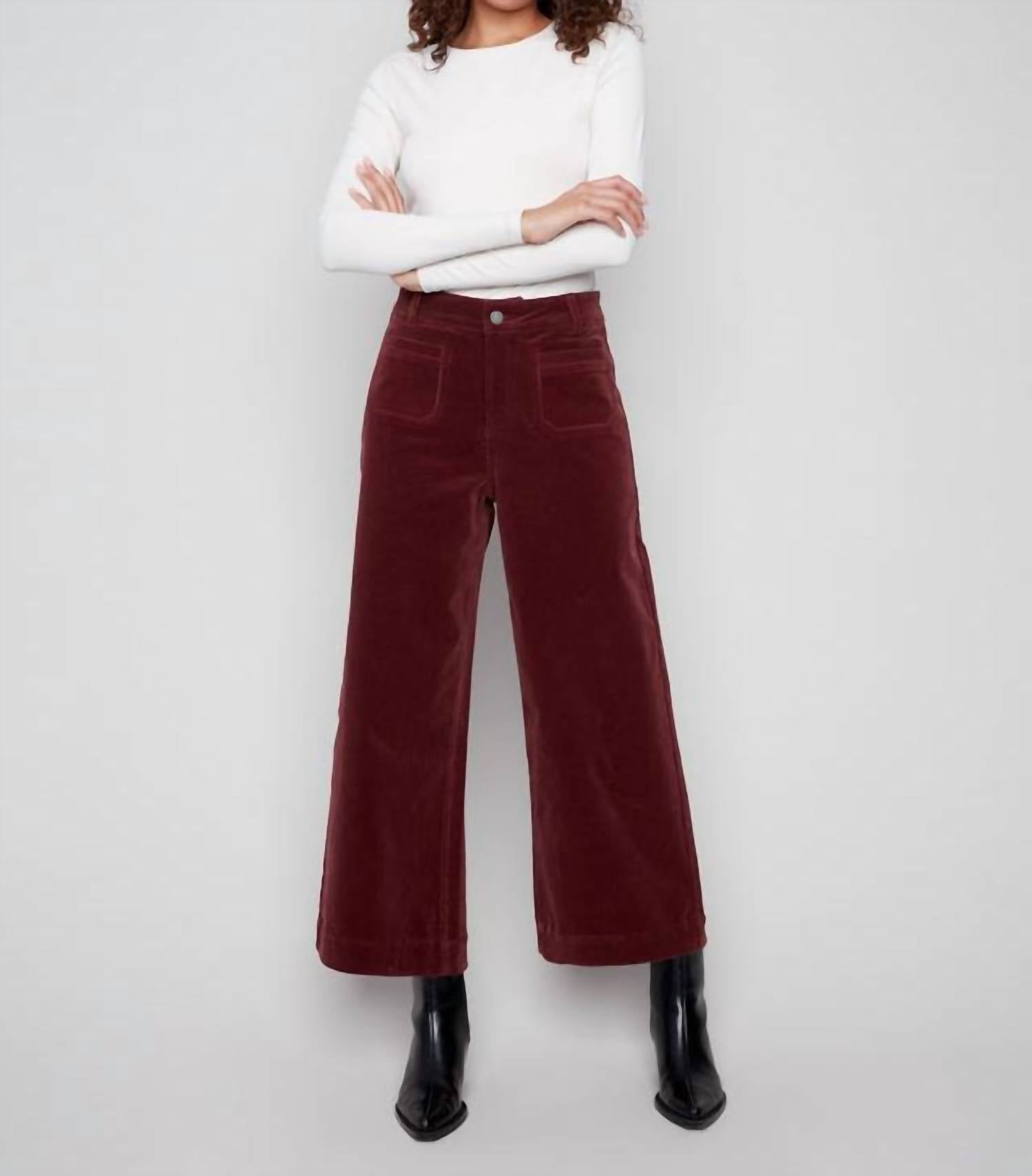 Charlie B - Patch Pocket Flare Corduroy Pants