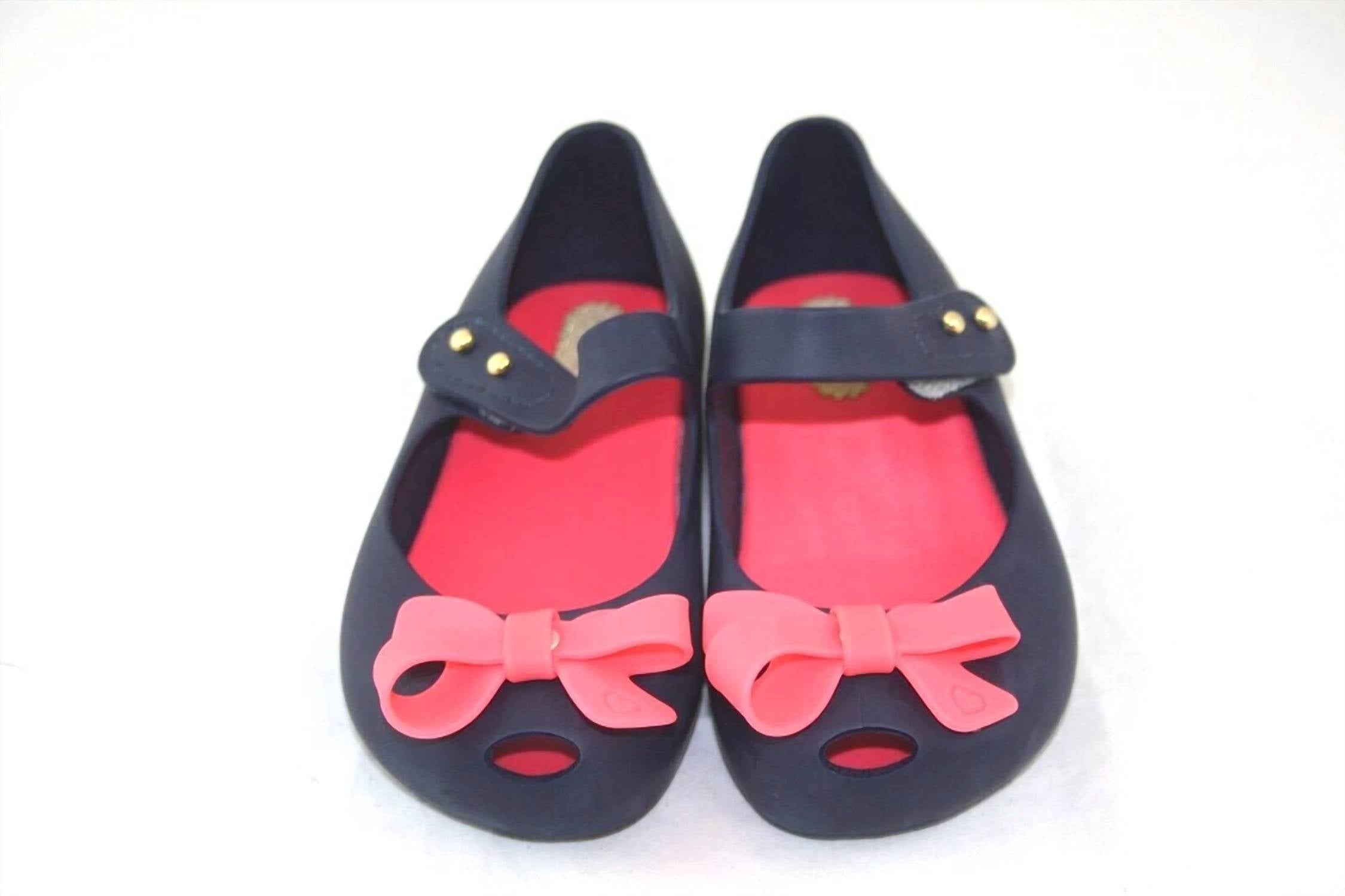 Mini Melissa Girl's Ultragirl Bow Flat Shoes in pink black - kids' shoe - alternate view