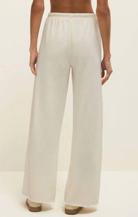 Z Supply Downtown Wide Leg Sweatpant in cloud - women's pants - detail view