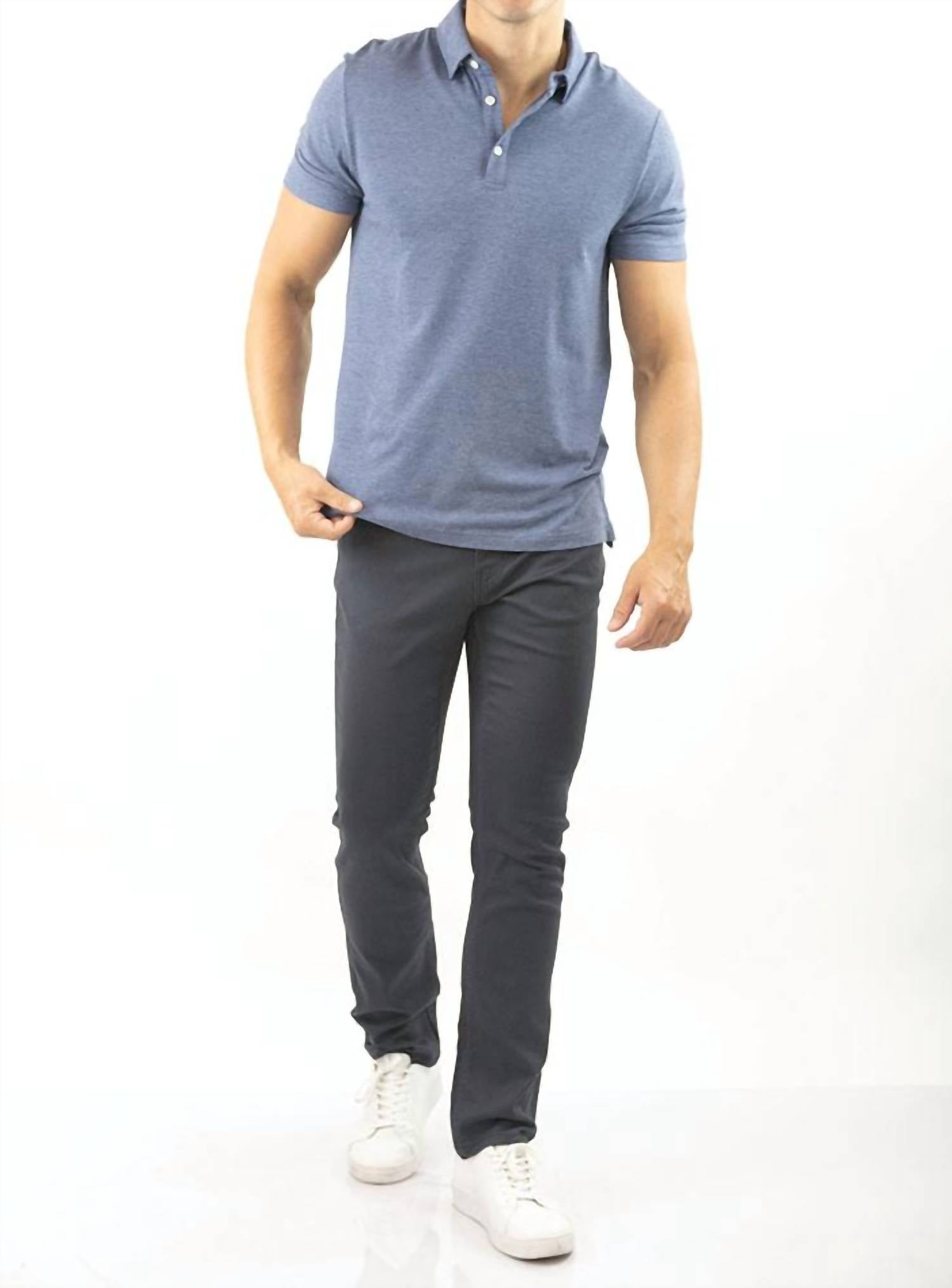 JACHS NEW YORK Straight Fit 5 Pocket Summer Commuter Pants in slate navy - men's pants