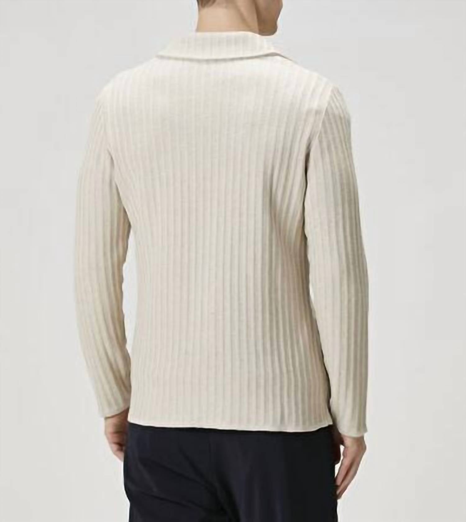 Maurizio Baldassari Soft Cashmere Rib Blazer in light beige - men's jacket - detail view