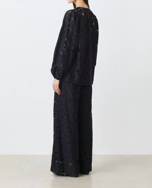 Suncoo - Eyelet Wide Leg Pants