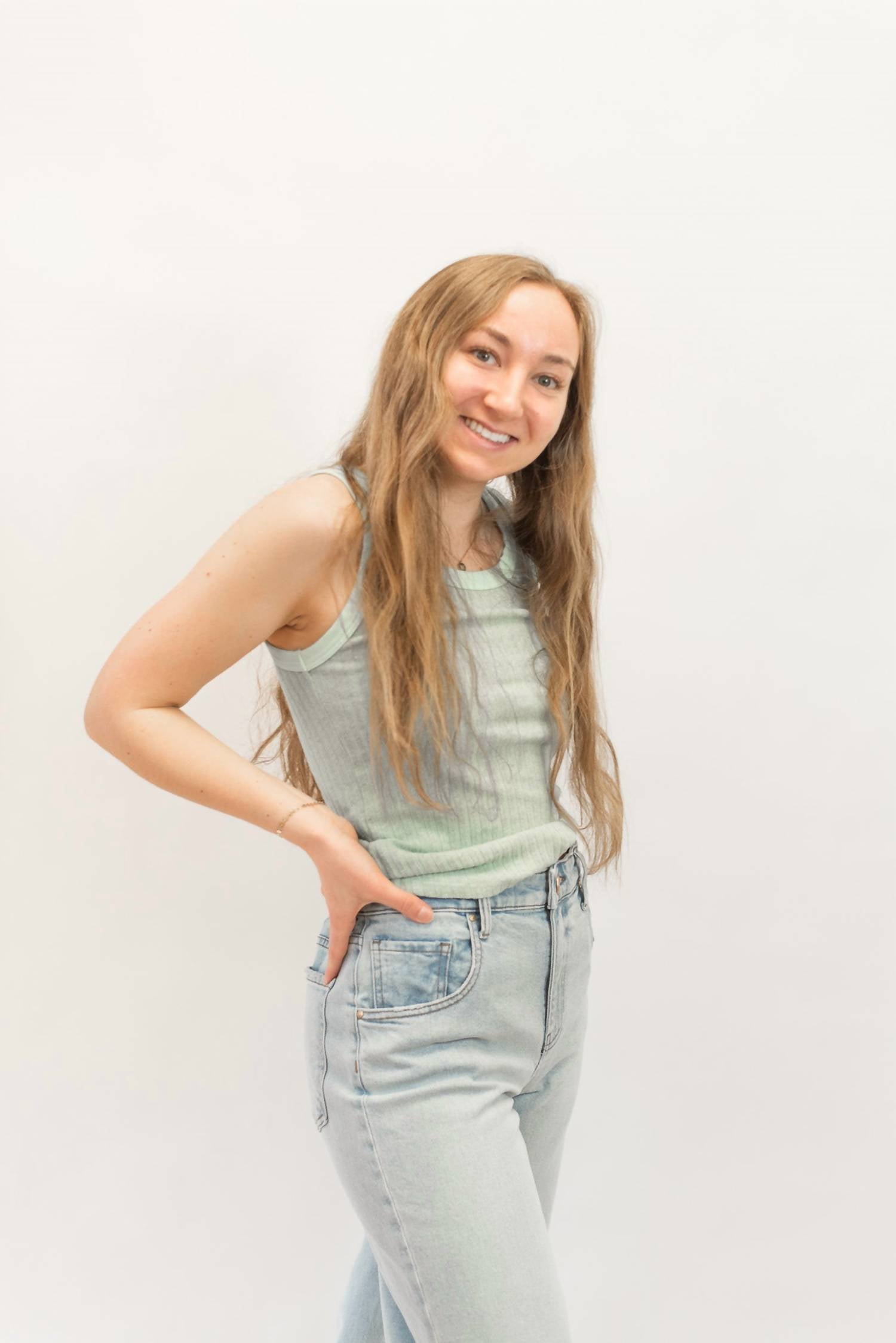 PROJECT SOCIAL T Cooper Sweater Rib Tank Top in mint - women's tank top - alternate view