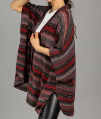 Saachi - Women’s Striped Knit Poncho Top