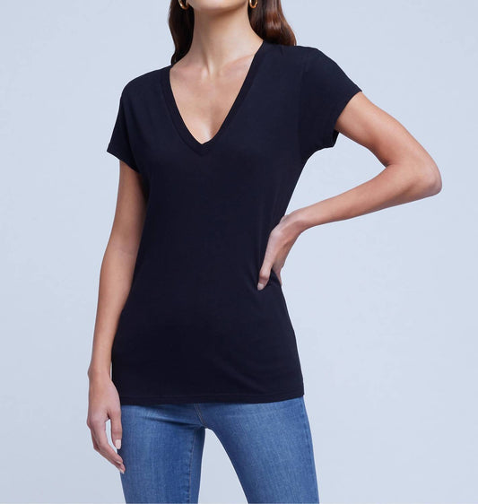 L'Agence - Becca Cotton V Neck Tee