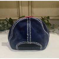Olive & Pique - Patriotic Rhinestone Flower Distressed Baseball Cap
