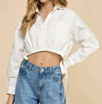 Tcec - Long Sleeve Cropped Poplin Shirt