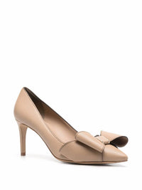 Salvatore Ferragamo Women's Double Bow Leather Pumps in beige - women's heels - view 81