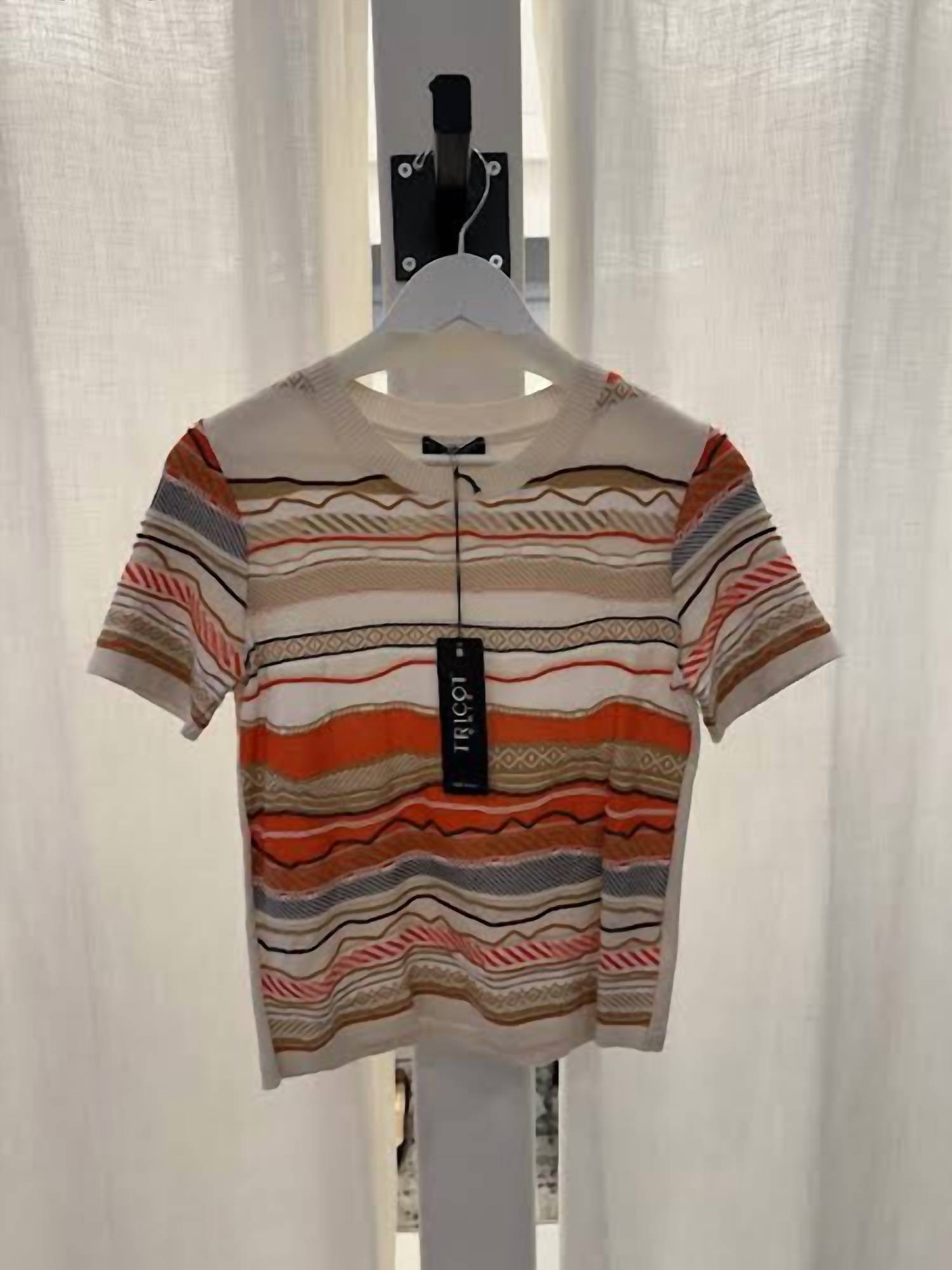 Tricot Chic ABSTRACT TOP in orange multi - women's sweater - alternate view
