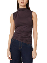 Habitual Sleeveless Gathered Top in chocolate - women's blouse