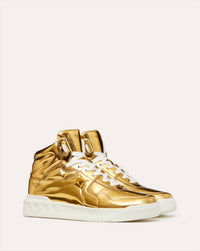 Valentino - Men's Stud Mirror Effect Synthetic Fiber Mid-top Sneakers