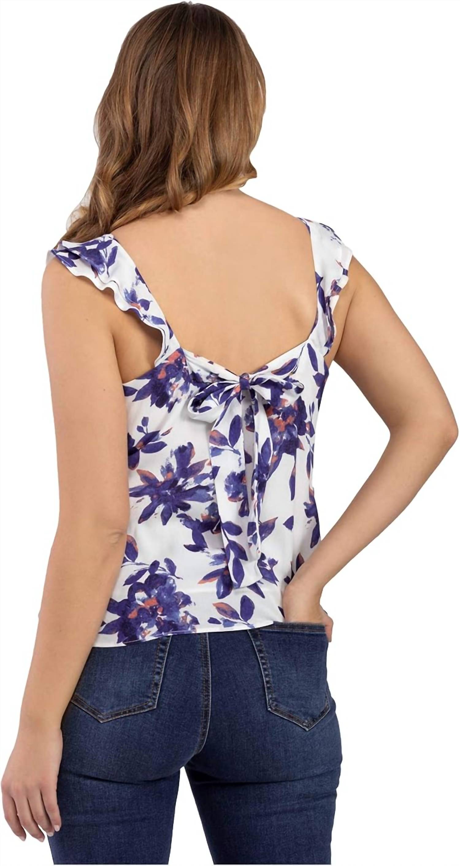 Tribal - Sleeveless Blouse With Ruffle