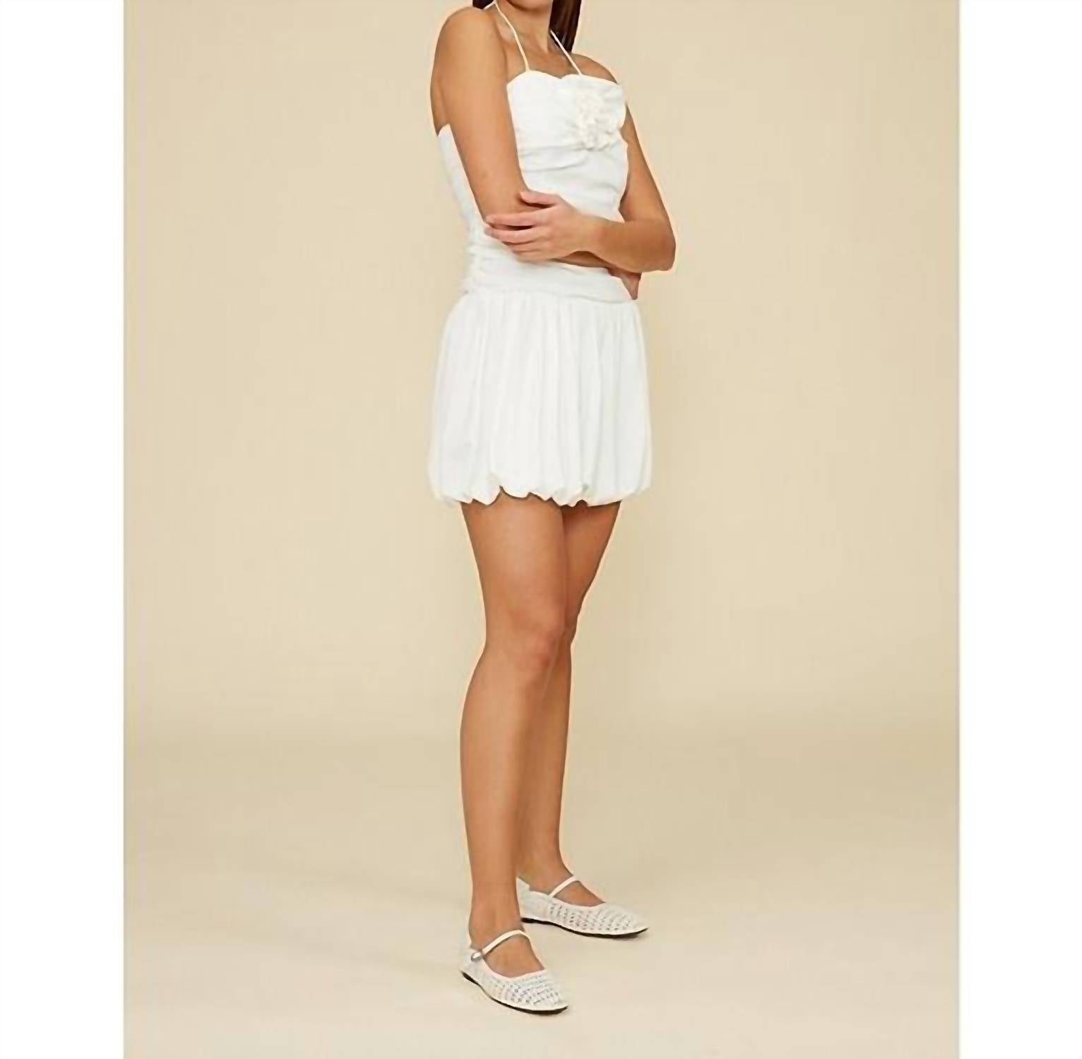 Lucy Paris - Rosette Bubble Hem Mini Dress