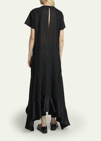 Sacai - Short sleeve pleated detail handkerchief dress
