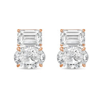 Diana M Jewels - Women's Emerald & Oval Lab-grown Diamond Stud Earrings (8.00 Tcw) - Elegant Plus
