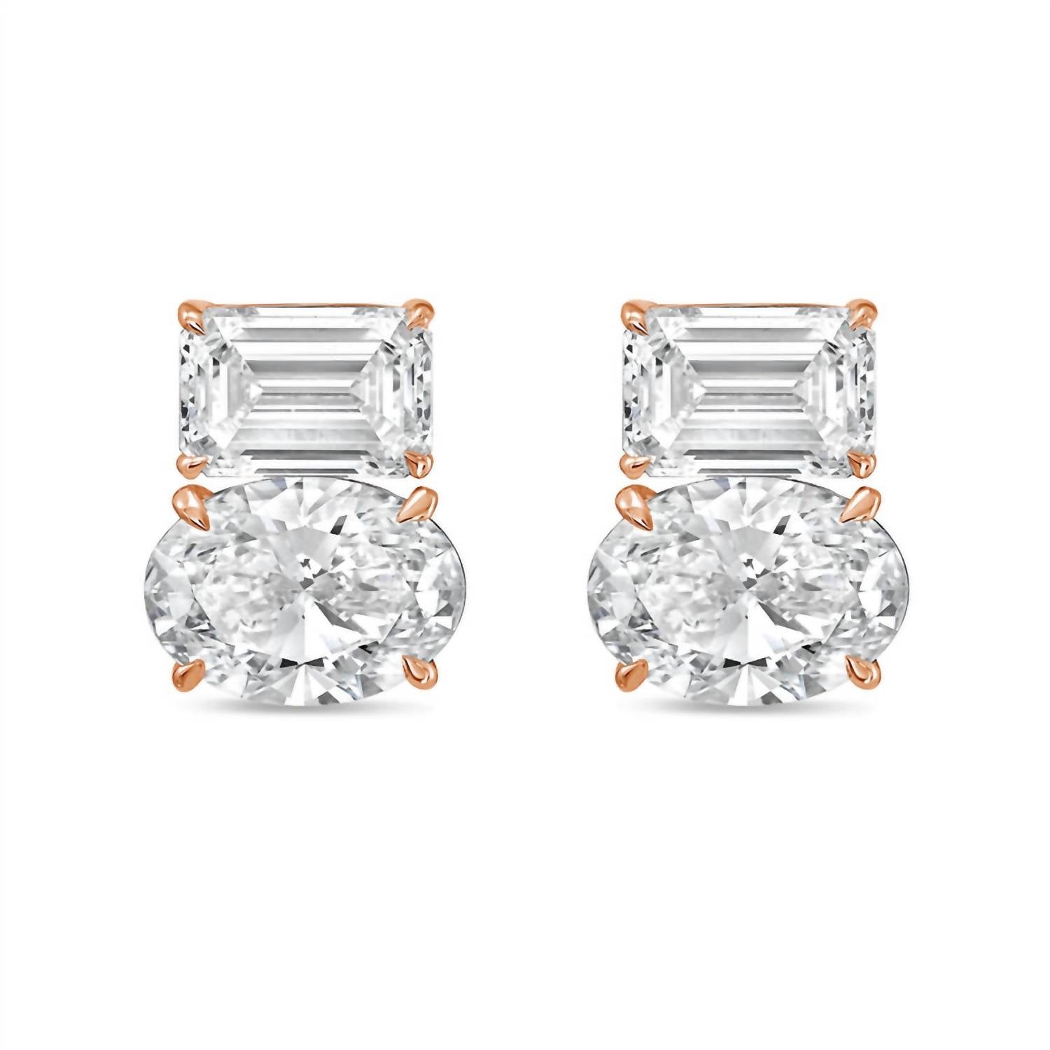 Diana M Jewels - Women's Emerald & Oval Lab-grown Diamond Stud Earrings (8.00 Tcw) - Elegant Plus