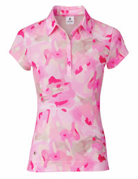 Sheer Mesh Cap Sleeve Polo Shirt