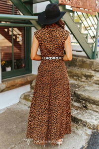 Lucky & Blessed - Leopard Denim Sleeveless Dress