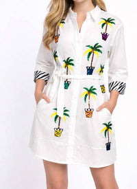 Berek - My Sequins Palmtrees Shirt Dress