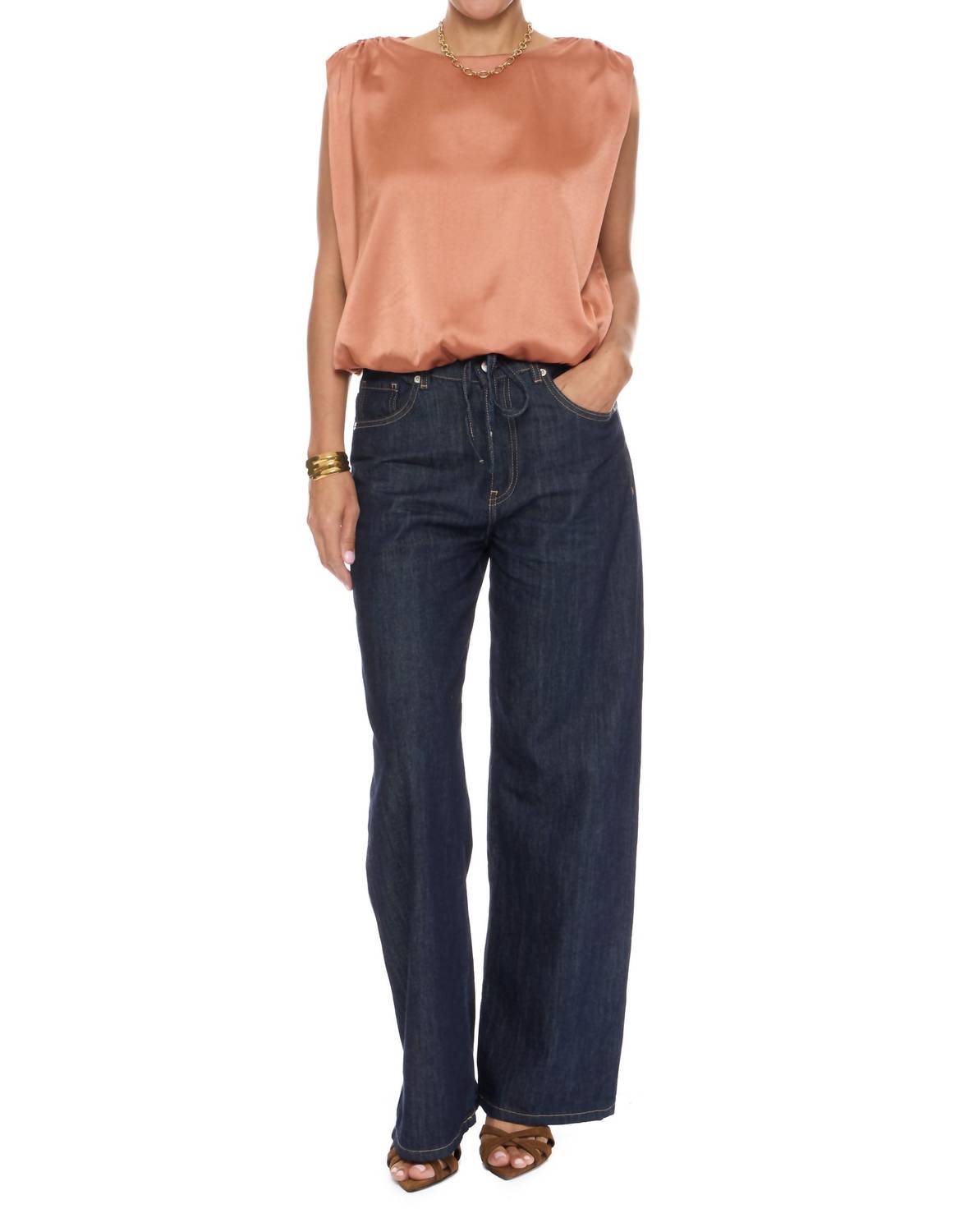 Velvet Heart Apollo Sleeveless Blouse in tan - women's blouse - alternate view