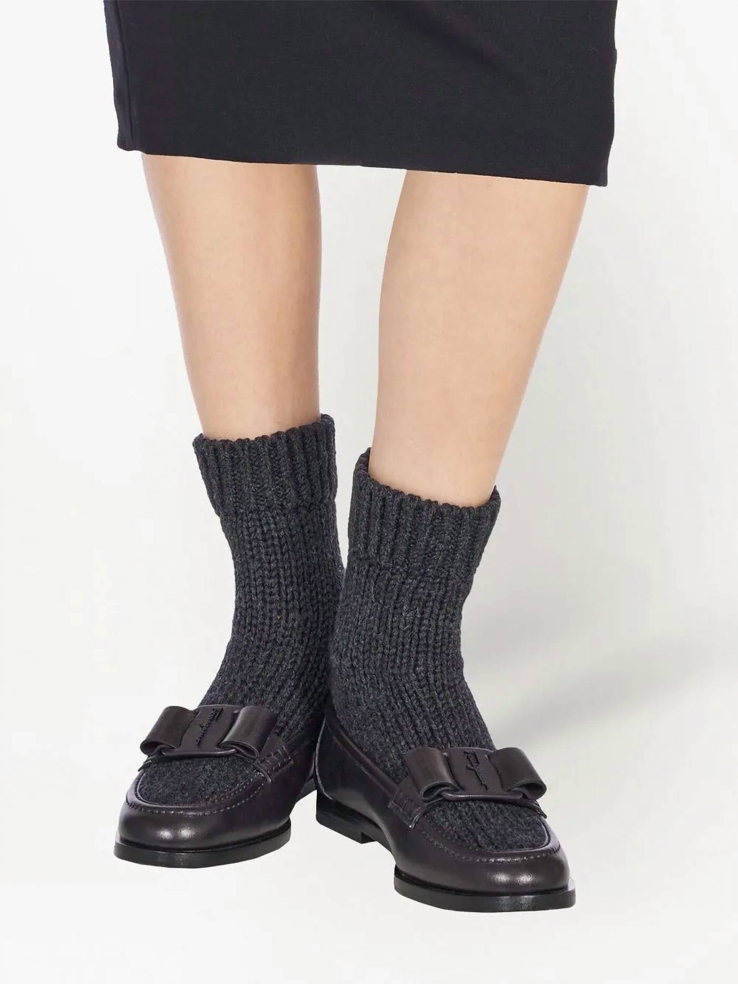 Salvatore Ferragamo Women's Vara Bow Sock-ankle Loafers in black - women's flats - view 222